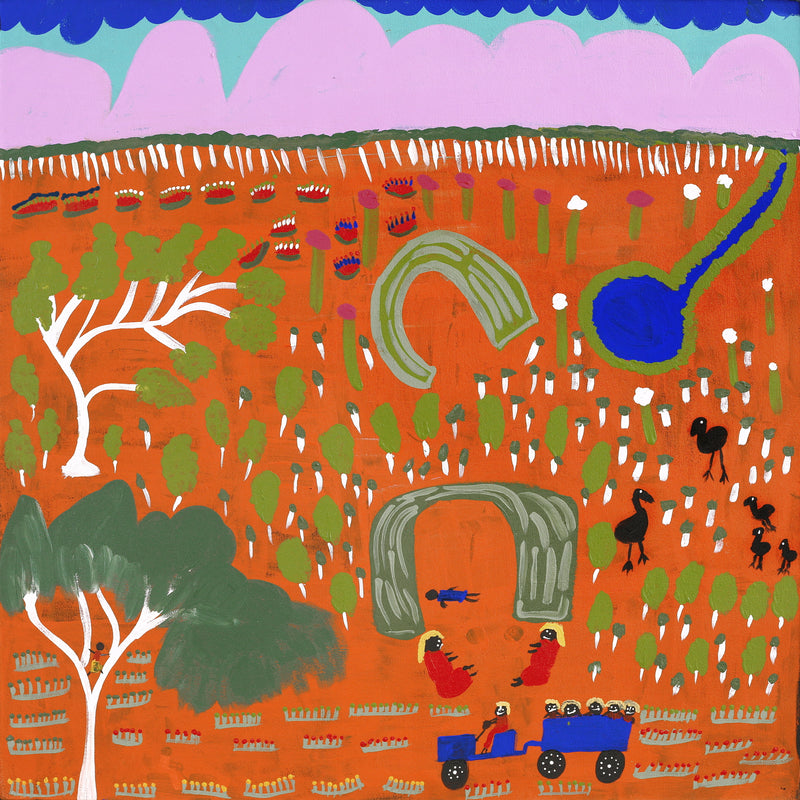 Aboriginal Artwork by Jennifer Forbes, Bush trip to my homelands, 91x91cm