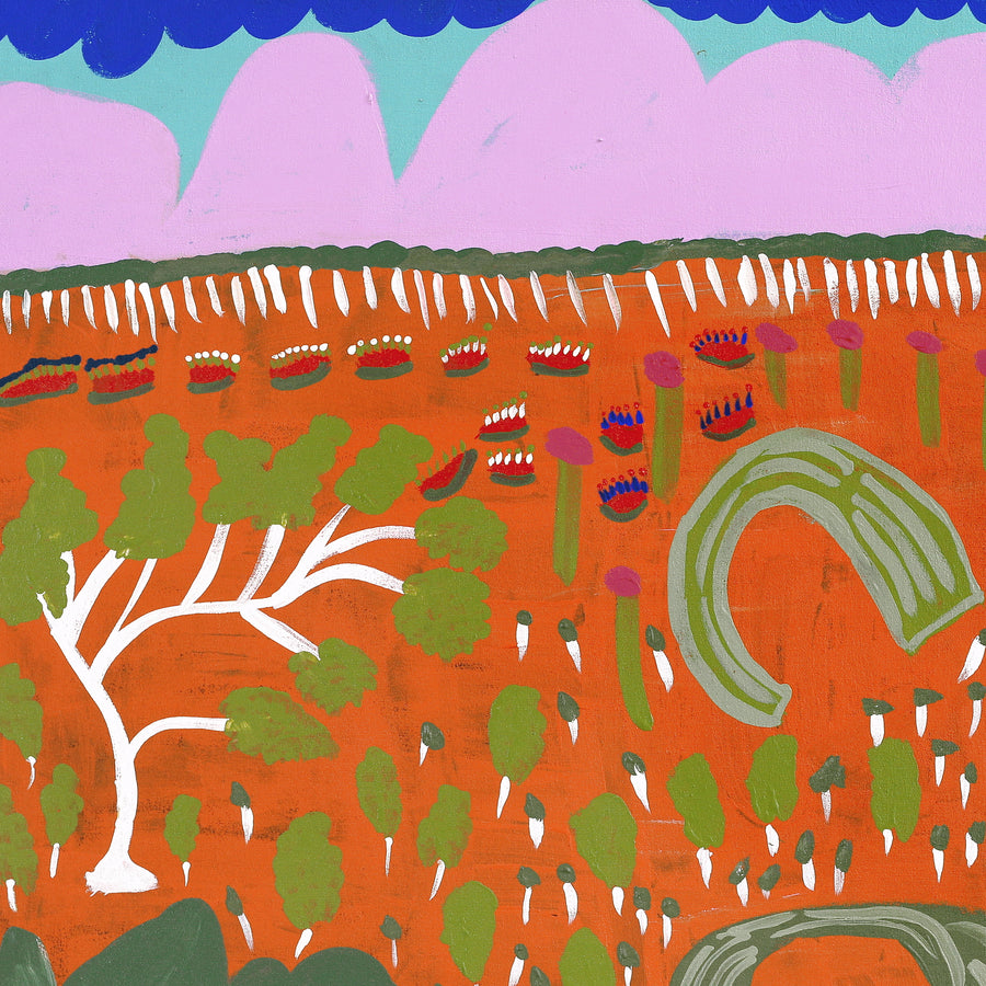 Aboriginal Artwork by Jennifer Forbes, Bush trip to my homelands, 91x91cm