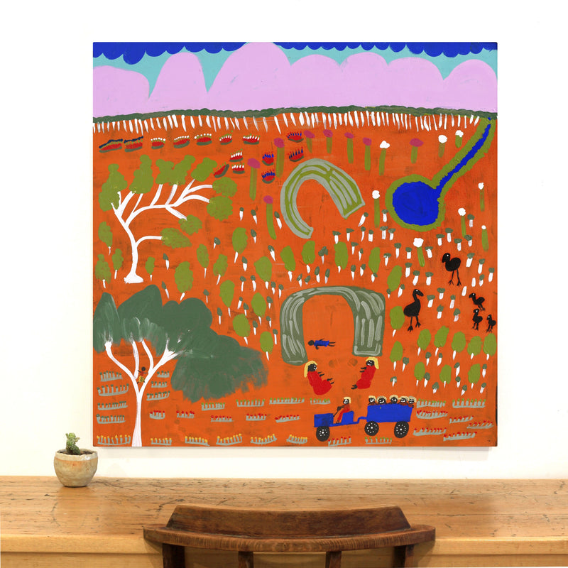 Aboriginal Artwork by Jennifer Forbes, Bush trip to my homelands, 91x91cm