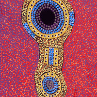 Aboriginal Artwork by Jennifer Napaljarri Lewis, Ngapa Jukurrpa (Water Dreaming) - Puyurru, 122x30cm