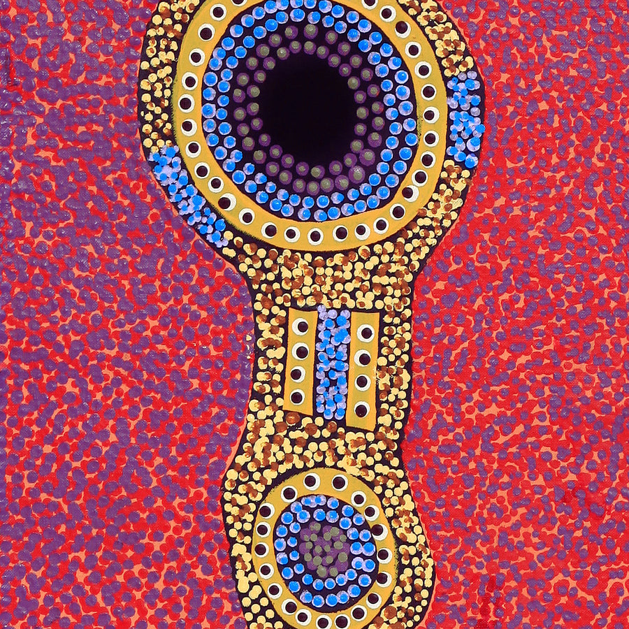 Aboriginal Artwork by Jennifer Napaljarri Lewis, Ngapa Jukurrpa (Water Dreaming) - Puyurru, 122x30cm