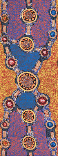 Aboriginal Artwork by Jennifer Napaljarri Lewis, Ngapa Jukurrpa (Water Dreaming) - Puyurru, 122x46cm