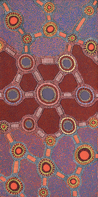 Aboriginal Artwork by Jennifer Napaljarri Lewis, Ngapa Jukurrpa (Water Dreaming) - Puyurru, 122x61cm