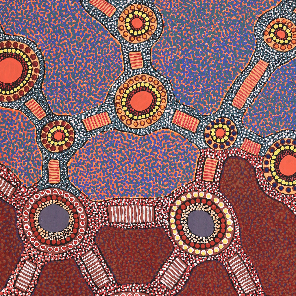 Aboriginal Artwork by Jennifer Napaljarri Lewis, Ngapa Jukurrpa (Water Dreaming) - Puyurru, 122x61cm