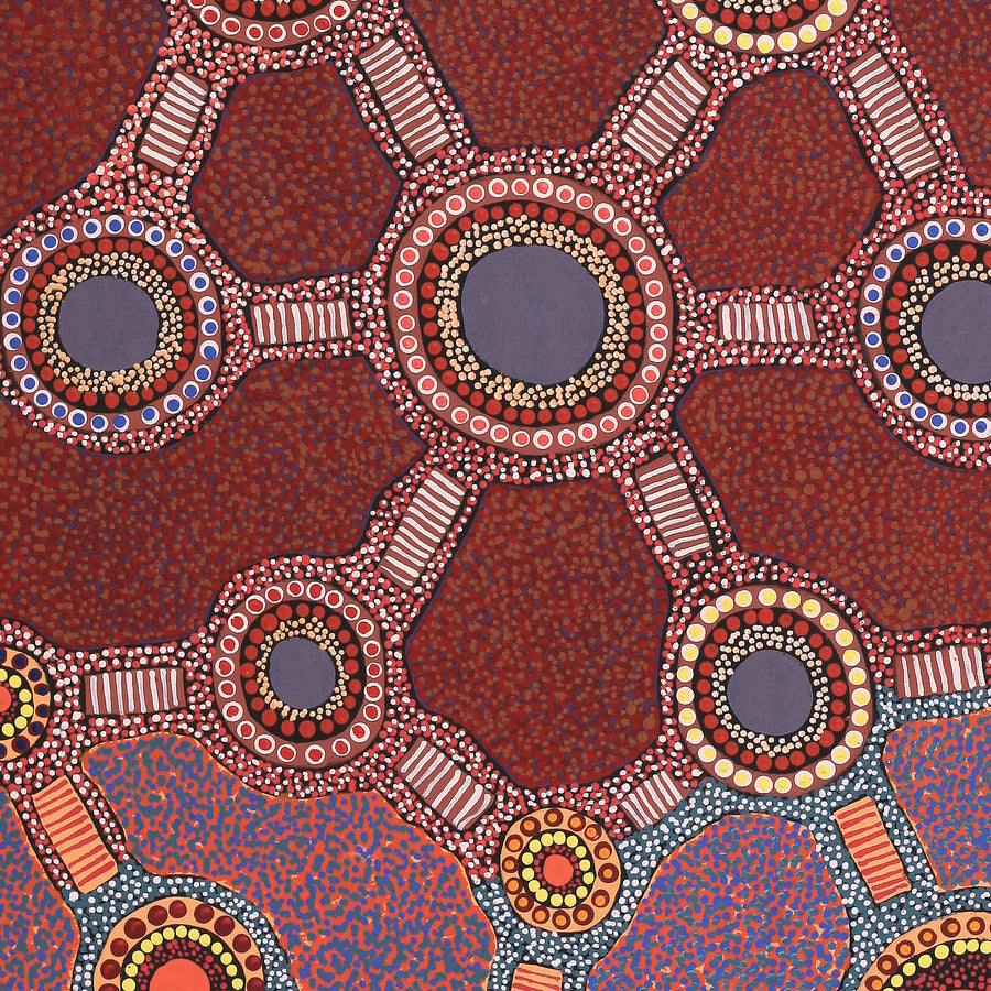 Aboriginal Artwork by Jennifer Napaljarri Lewis, Ngapa Jukurrpa (Water Dreaming) - Puyurru, 122x61cm