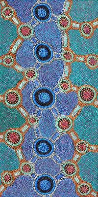 Aboriginal Artwork by Jennifer Napaljarri Lewis, Ngapa Jukurrpa (Water Dreaming) - Puyurru, 122x61cm