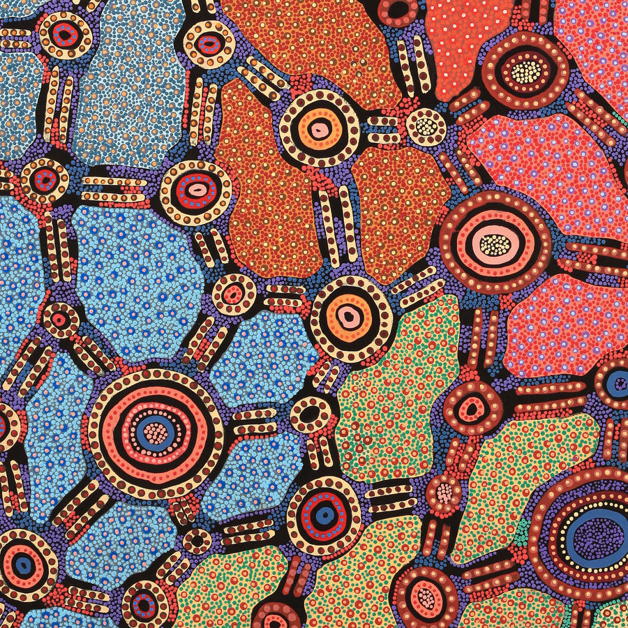 Aboriginal Artwork by Jennifer Napaljarri Lewis, Lukarrara Jukurrpa, 122x91cm
