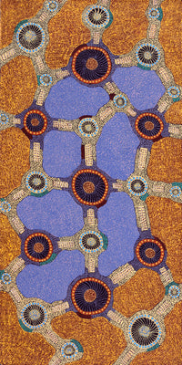 Aboriginal Artwork by Jennifer Napaljarri Lewis, Ngapa Jukurrpa (Water Dreaming) - Puyurru, 152x76cm
