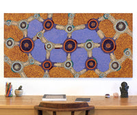 Aboriginal Artwork by Jennifer Napaljarri Lewis, Ngapa Jukurrpa (Water Dreaming) - Puyurru, 152x76cm