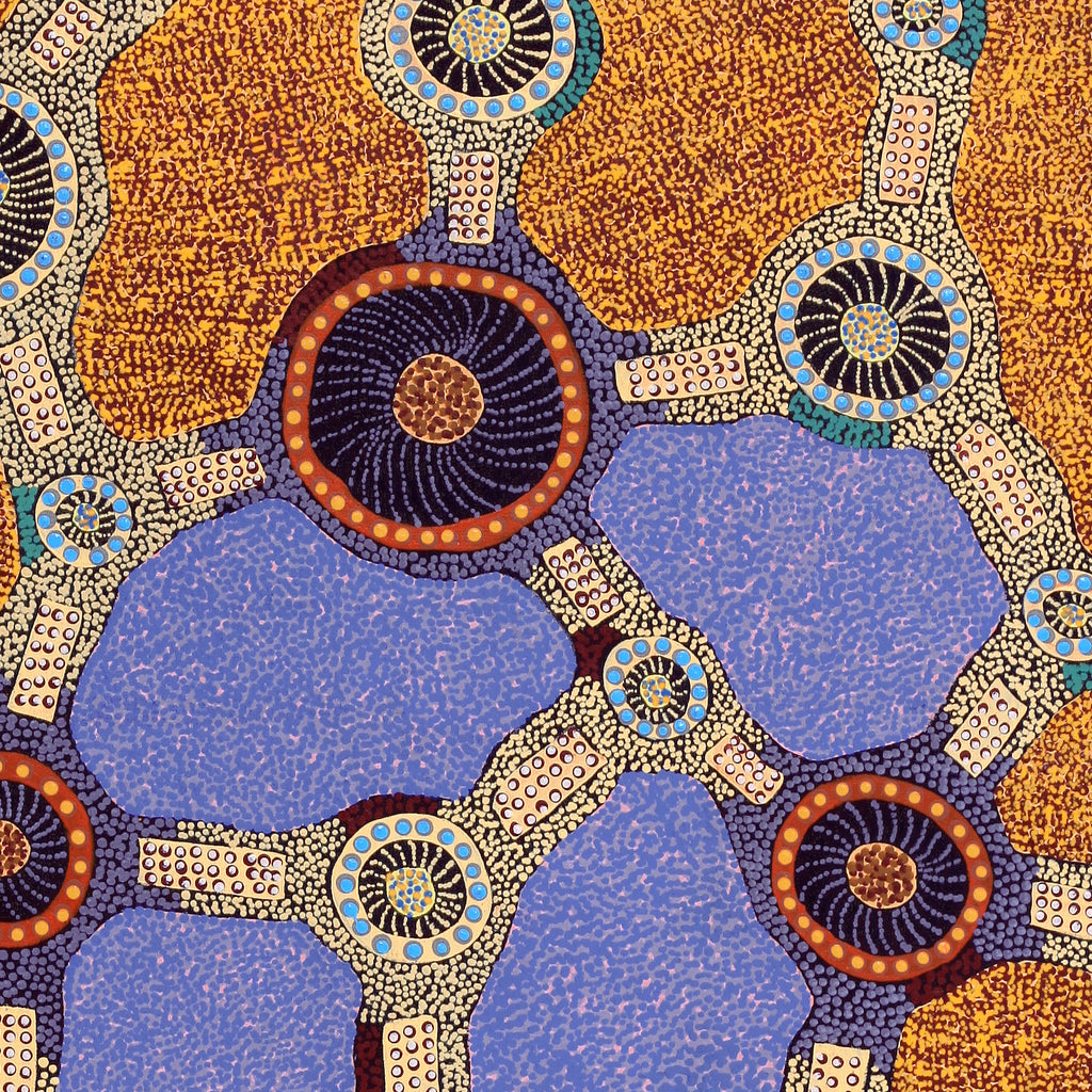 Aboriginal Artwork by Jennifer Napaljarri Lewis, Ngapa Jukurrpa (Water Dreaming) - Puyurru, 152x76cm