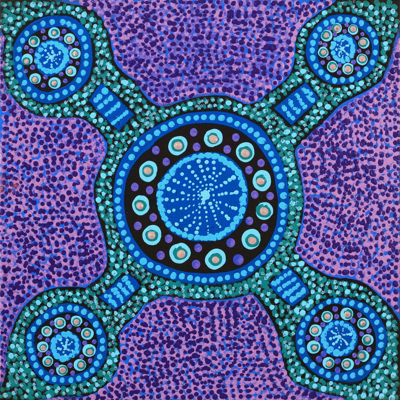Aboriginal Artwork by Jennifer Napaljarri Lewis, Lukarrara Jukurrpa, 30x30cm