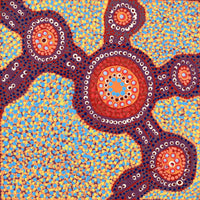 Aboriginal Artwork by Jennifer Napaljarri Lewis, Ngapa Jukurrpa (Water Dreaming) - Puyurru, 30x30cm