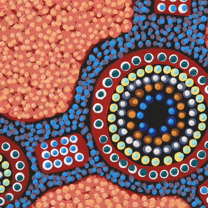 Aboriginal Artwork by Jennifer Napaljarri Lewis, Ngapa Jukurrpa (Water Dreaming) - Puyurru, 30x30cm