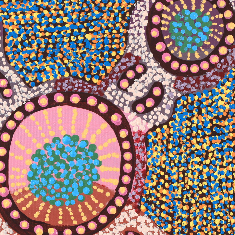 Aboriginal Artwork by Jennifer Napaljarri Lewis, Ngapa Jukurrpa (Water Dreaming) - Puyurru, 30x30cm