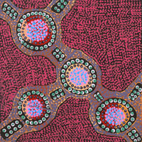 Aboriginal Artwork by Jennifer Napaljarri Lewis, Ngapa Jukurrpa (Water Dreaming) - Puyurru, 30x30cm