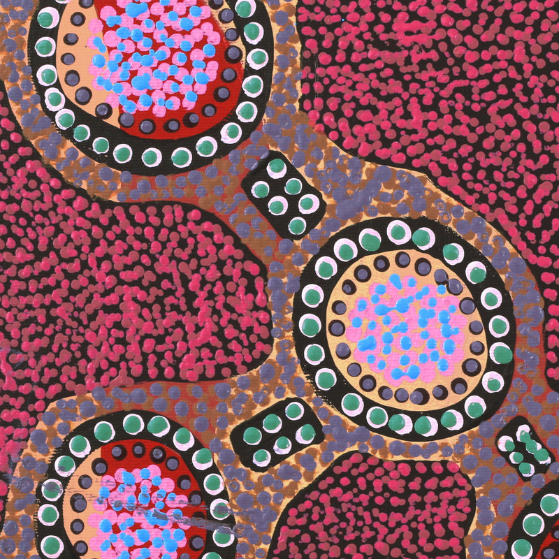 Aboriginal Artwork by Jennifer Napaljarri Lewis, Ngapa Jukurrpa (Water Dreaming) - Puyurru, 30x30cm