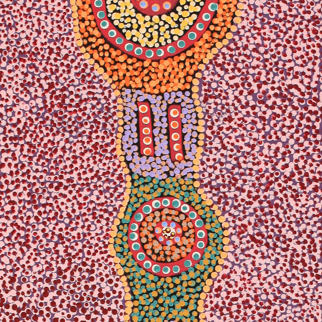 Aboriginal Artwork by Jennifer Napaljarri Lewis, Ngapa Jukurrpa (Water Dreaming) - Puyurru, 122x30cm