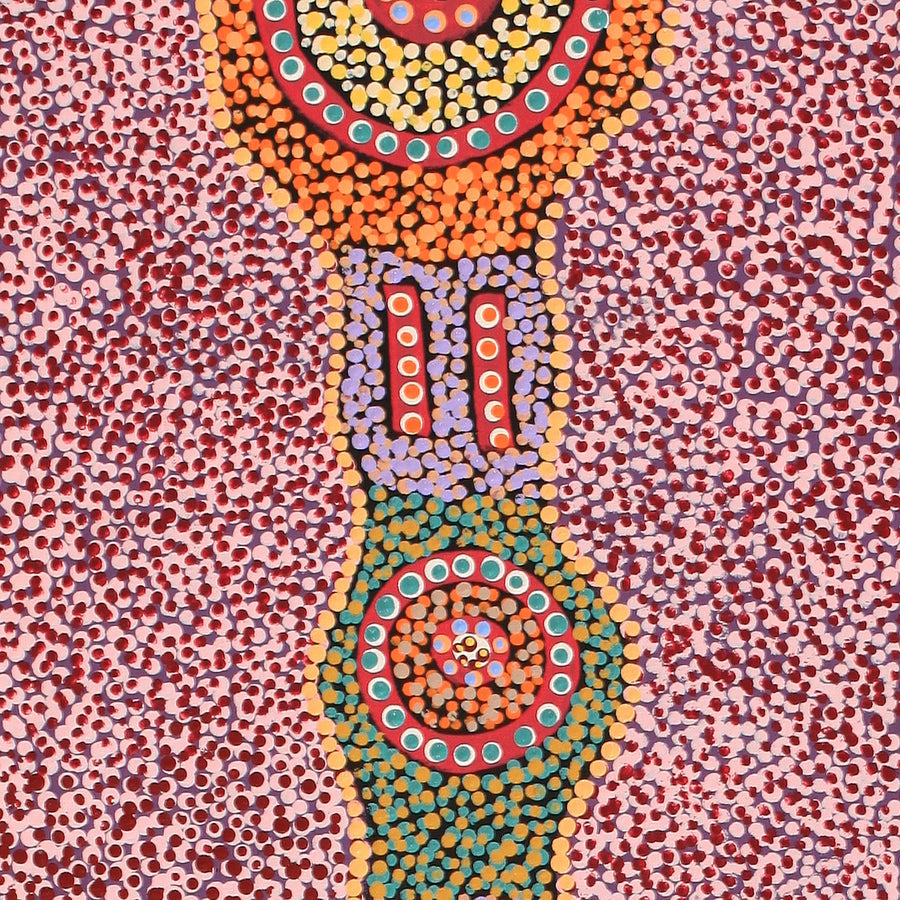 Aboriginal Artwork by Jennifer Napaljarri Lewis, Ngapa Jukurrpa (Water Dreaming) - Puyurru, 122x30cm