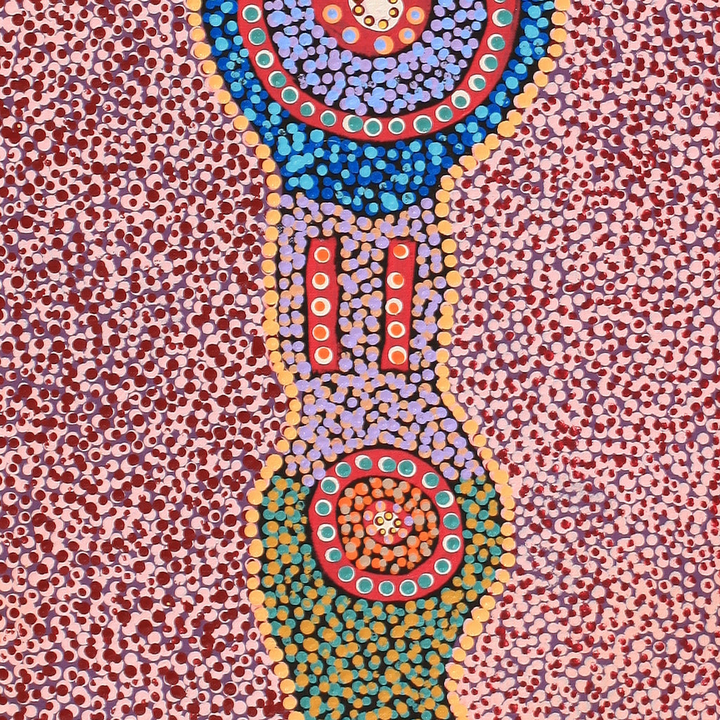 Aboriginal Artwork by Jennifer Napaljarri Lewis, Ngapa Jukurrpa (Water Dreaming) - Puyurru, 122x30cm