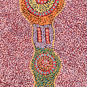 Aboriginal Artwork by Jennifer Napaljarri Lewis, Ngapa Jukurrpa (Water Dreaming) - Puyurru, 122x30cm - ART ARK®