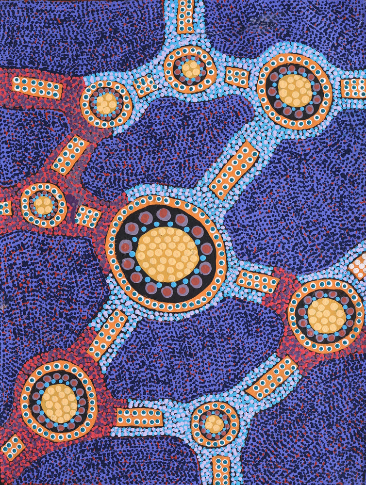 Aboriginal Artwork by Jennifer Napaljarri Lewis, Ngapa Jukurrpa (Water Dreaming) - Puyurru, 61x46cm