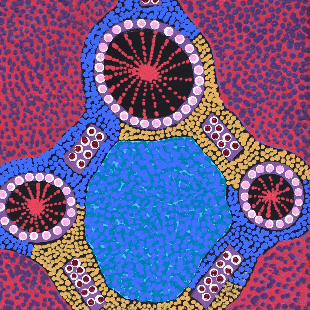 Aboriginal Artwork by Jennifer Napaljarri Lewis, Ngapa Jukurrpa (Water Dreaming) - Puyurru, 76x30cm