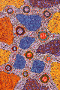 Aboriginal Artwork by Jennifer Napaljarri Lewis, Ngapa Jukurrpa (Water Dreaming) - Puyurru, 91x61cm