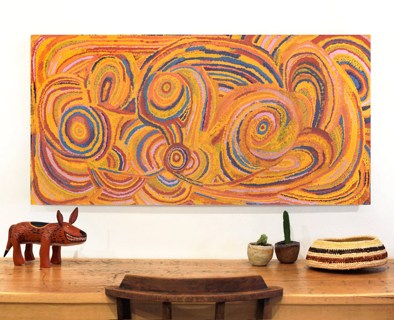 Aboriginal Artwork by Jennifer Mintaya Connelly Ward, Kungkarangkalpa (Seven Sisters Story), 122x60cm