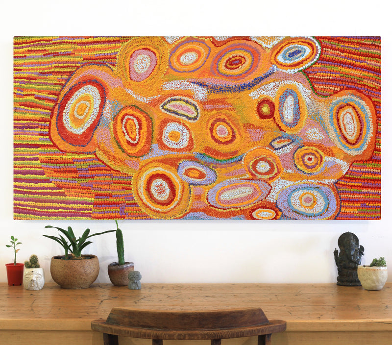 Aboriginal Artwork by Jennifer Mintaya Connelly Ward, Kungkarangkalpa (Seven Sisters Story), 122x61cm