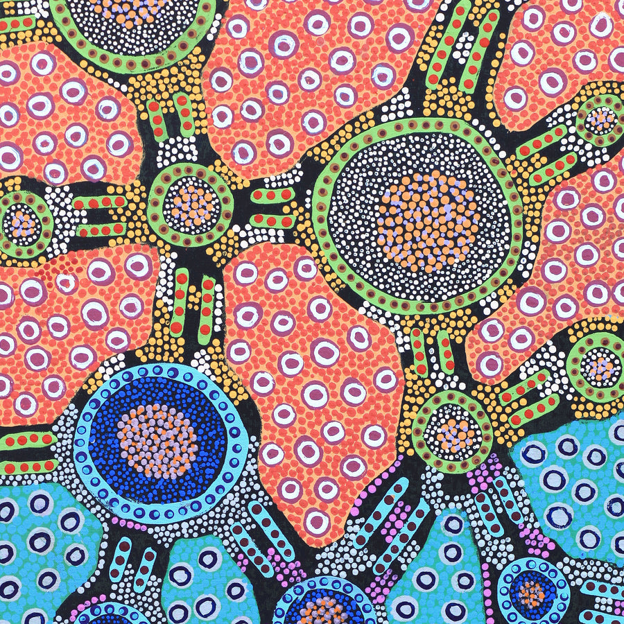 Aboriginal Artwork by Jennifer Napaljarri Lewis, Lukarrara Jukurrpa, 107x46cm