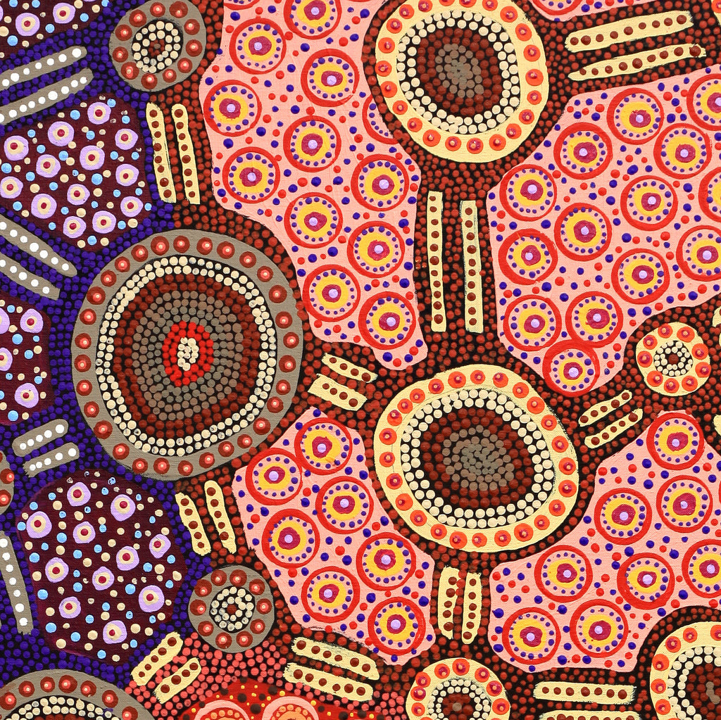 Aboriginal Artwork by Jennifer Napaljarri Lewis, Lukarrara Jukurrpa, 107x76cm