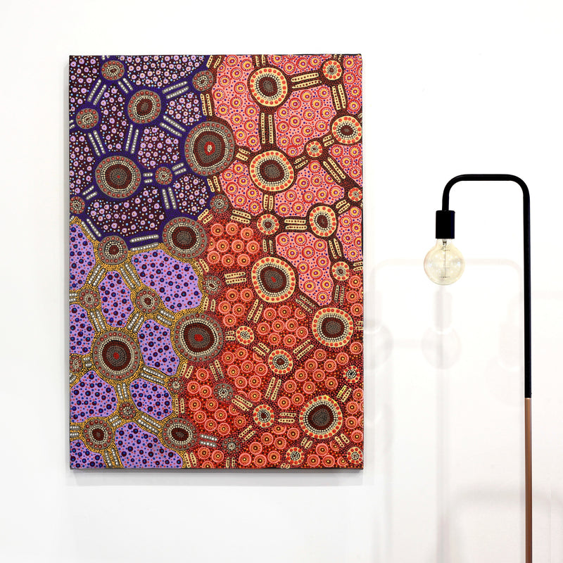 Aboriginal Artwork by Jennifer Napaljarri Lewis, Lukarrara Jukurrpa, 107x76cm