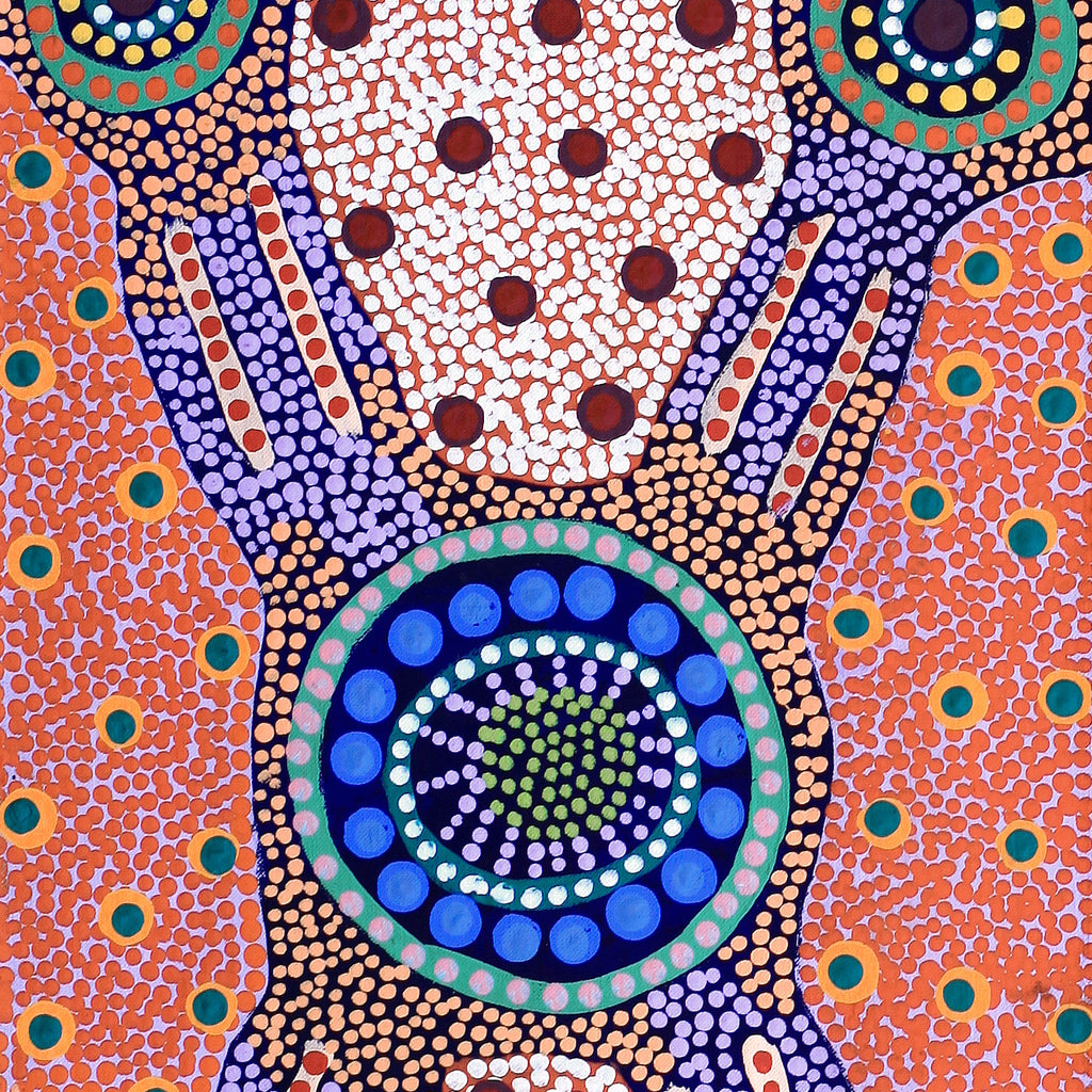 Aboriginal Artwork by Jennifer Napaljarri Lewis, Ngapa Jukurrpa (Water Dreaming) - Puyurru, 122x30cm