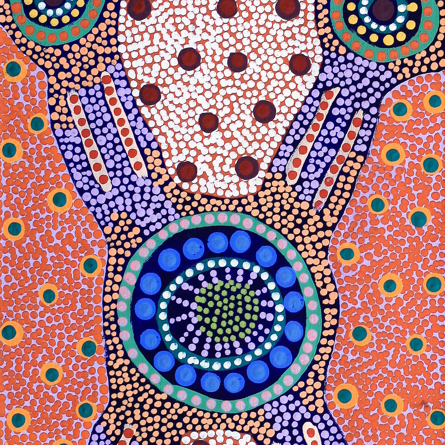 Aboriginal Artwork by Jennifer Napaljarri Lewis, Ngapa Jukurrpa (Water Dreaming) - Puyurru, 122x30cm