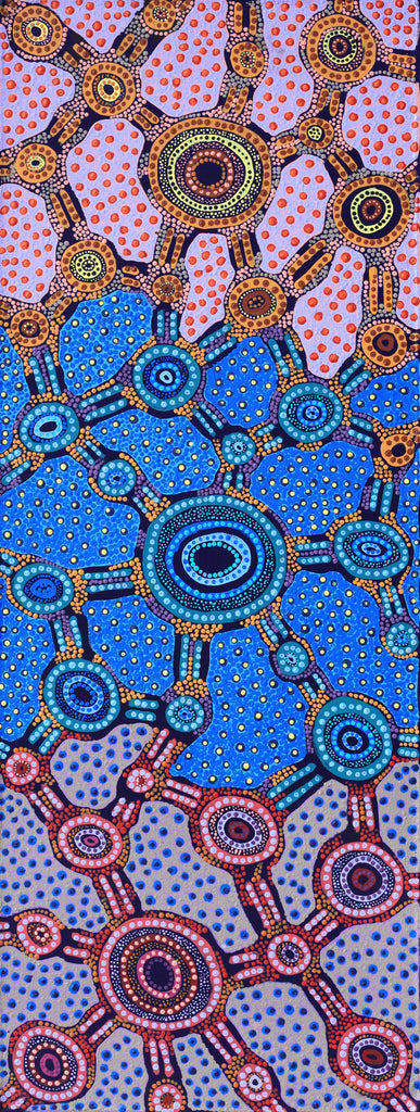 Aboriginal Artwork by Jennifer Napaljarri Lewis, Lukarrara Jukurrpa, 122x46cm