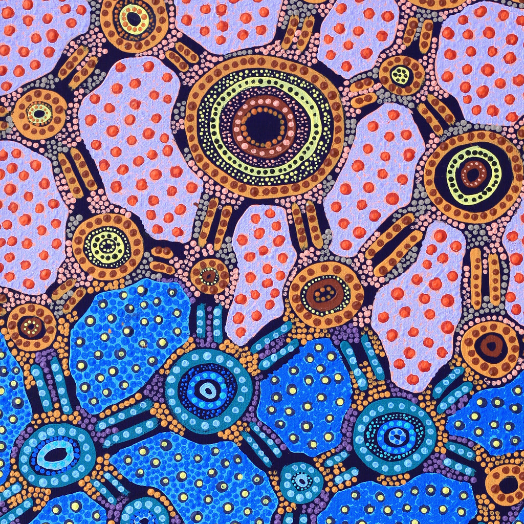 Aboriginal Artwork by Jennifer Napaljarri Lewis, Lukarrara Jukurrpa, 122x46cm