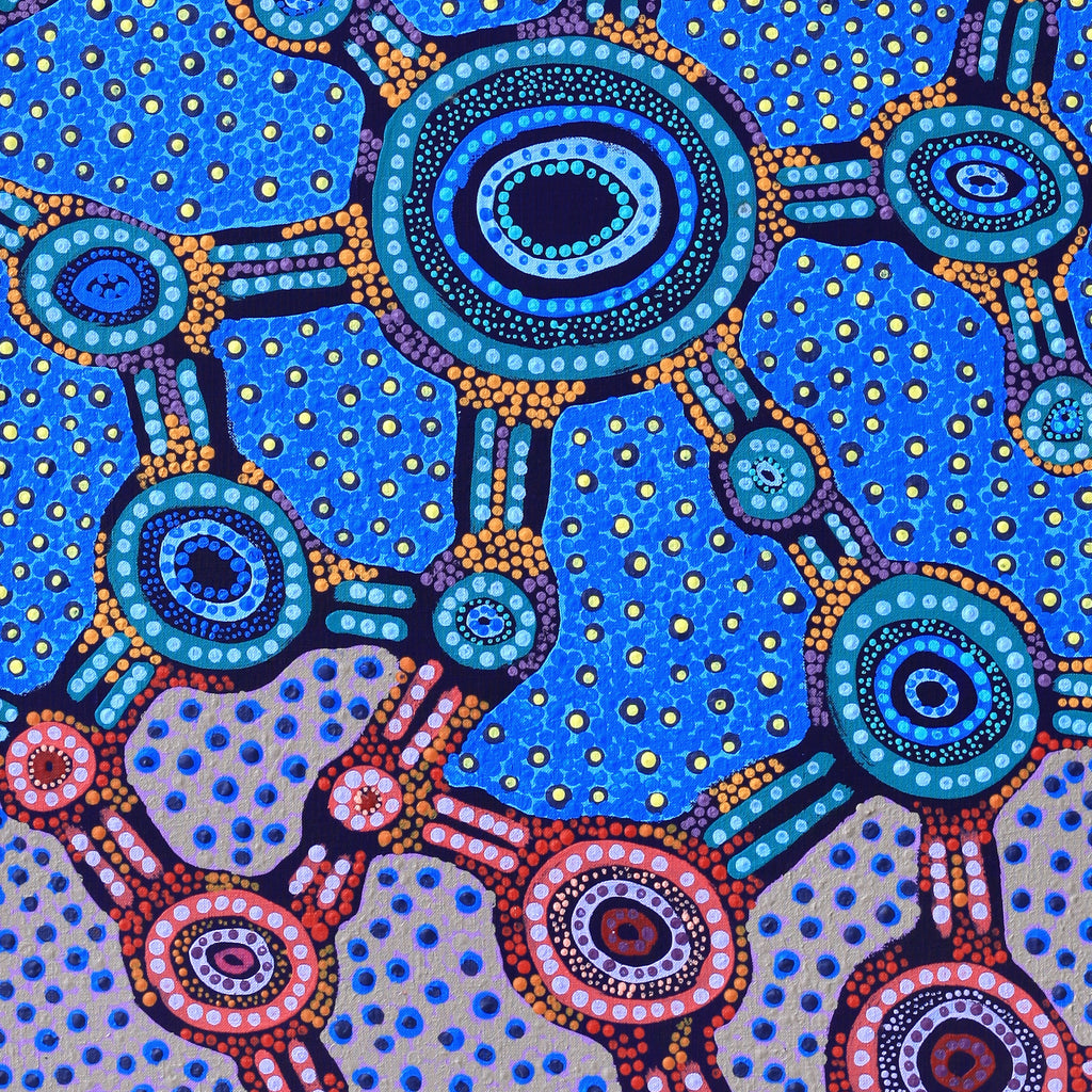 Aboriginal Artwork by Jennifer Napaljarri Lewis, Lukarrara Jukurrpa, 122x46cm