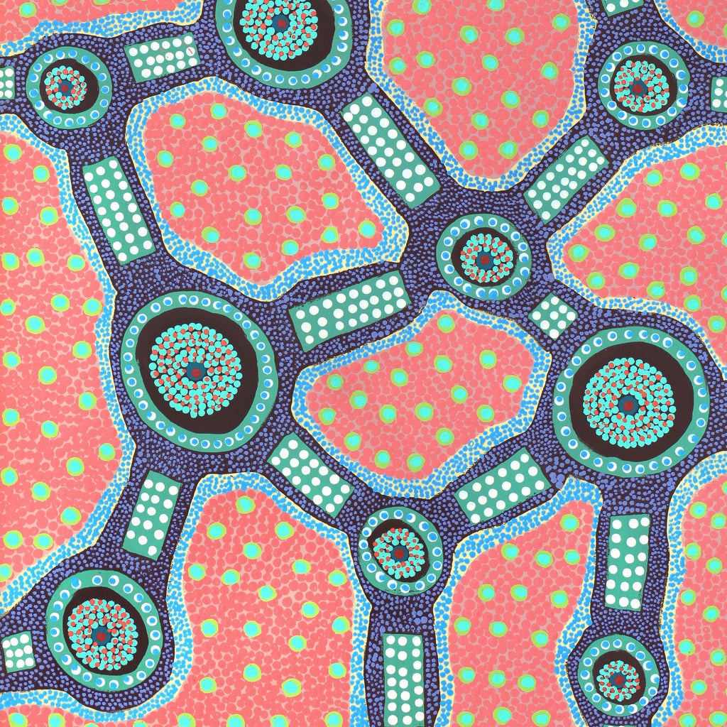 Aboriginal Artwork by Jennifer Napaljarri Lewis, Ngapa Jukurrpa (Water Dreaming) - Puyurru, 122x61cm