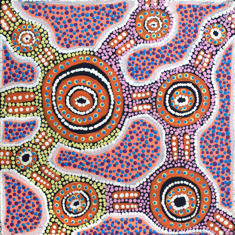 Aboriginal Artwork by Jennifer Napaljarri Lewis, Lukarrara Jukurrpa, 30x30cm
