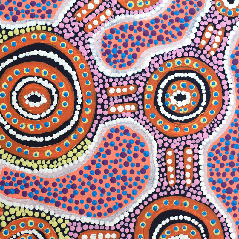 Aboriginal Artwork by Jennifer Napaljarri Lewis, Lukarrara Jukurrpa, 30x30cm