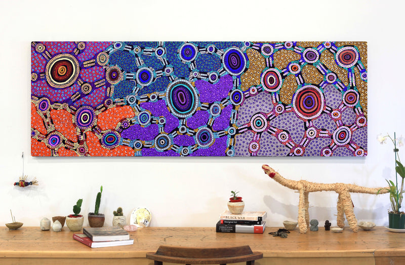 Aboriginal Artwork by Jennifer Napaljarri Lewis, Lukarrara Jukurrpa, 182x61cm