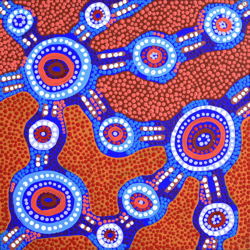 Aboriginal Artwork by Jennifer Napaljarri Lewis, Lukarrara Jukurrpa, 30x30cm