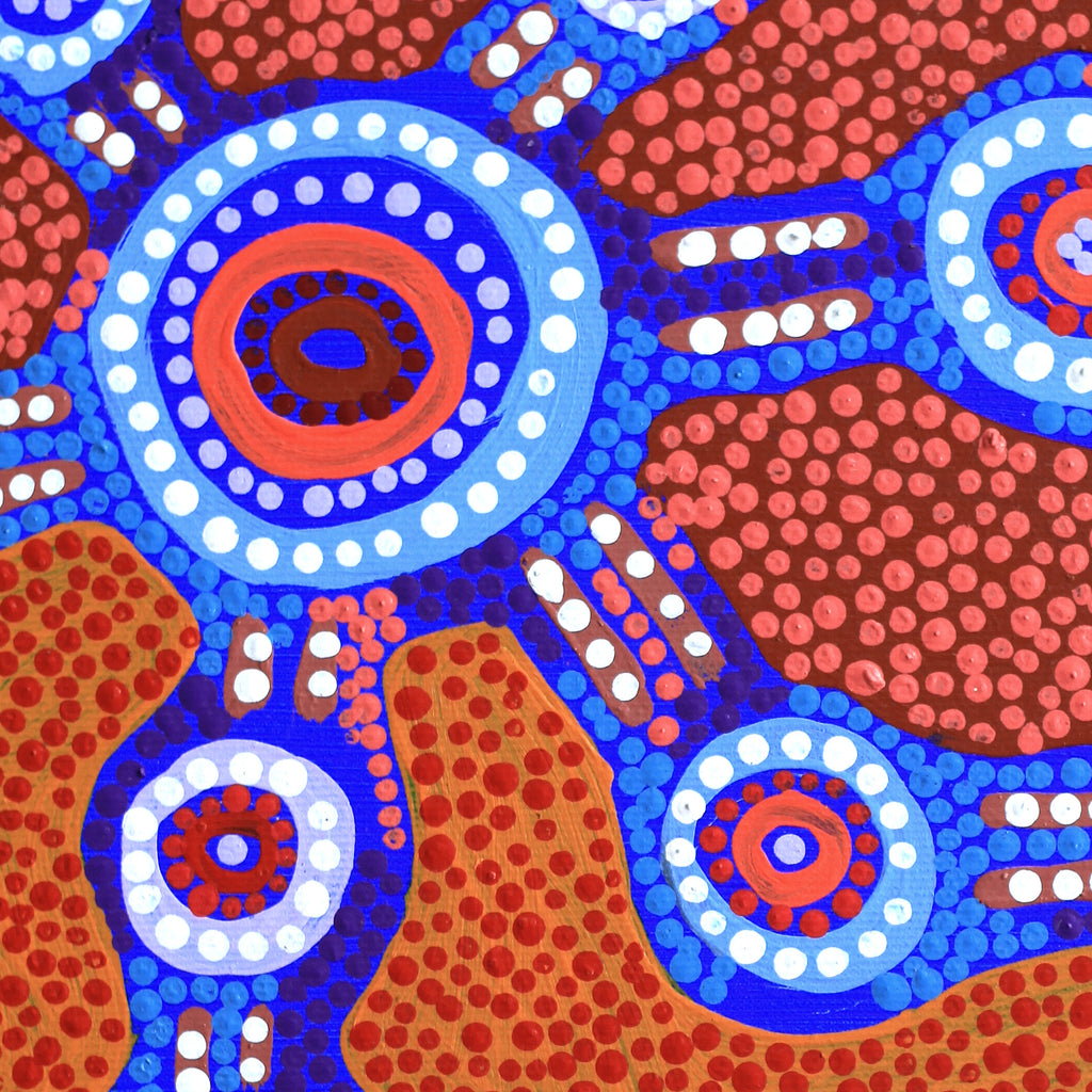 Aboriginal Artwork by Jennifer Napaljarri Lewis, Lukarrara Jukurrpa, 30x30cm
