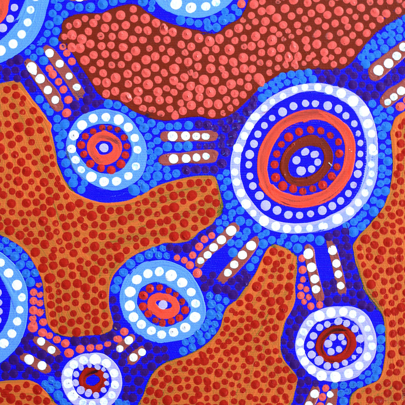 Aboriginal Artwork by Jennifer Napaljarri Lewis, Lukarrara Jukurrpa, 30x30cm