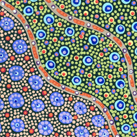 Aboriginal Artwork by Jennifer Napaljarri Lewis, Lukarrara Jukurrpa, 30x30cm