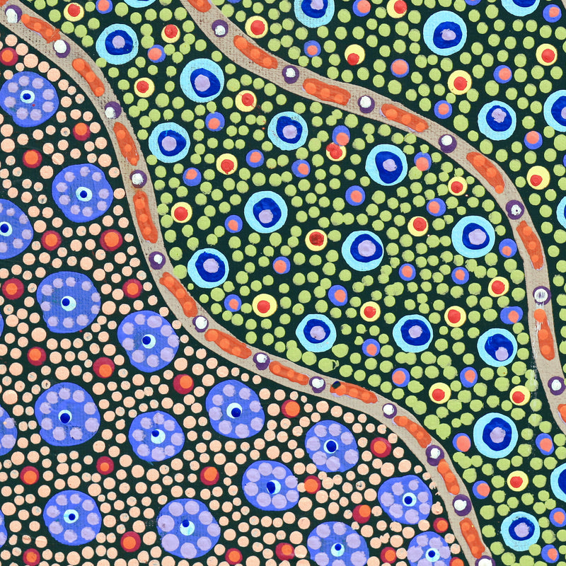 Aboriginal Artwork by Jennifer Napaljarri Lewis, Lukarrara Jukurrpa, 30x30cm