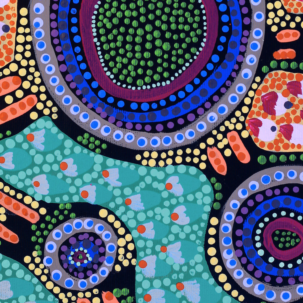 Aboriginal Artwork by Jennifer Napaljarri Lewis, Lukarrara Jukurrpa, 30x30cm