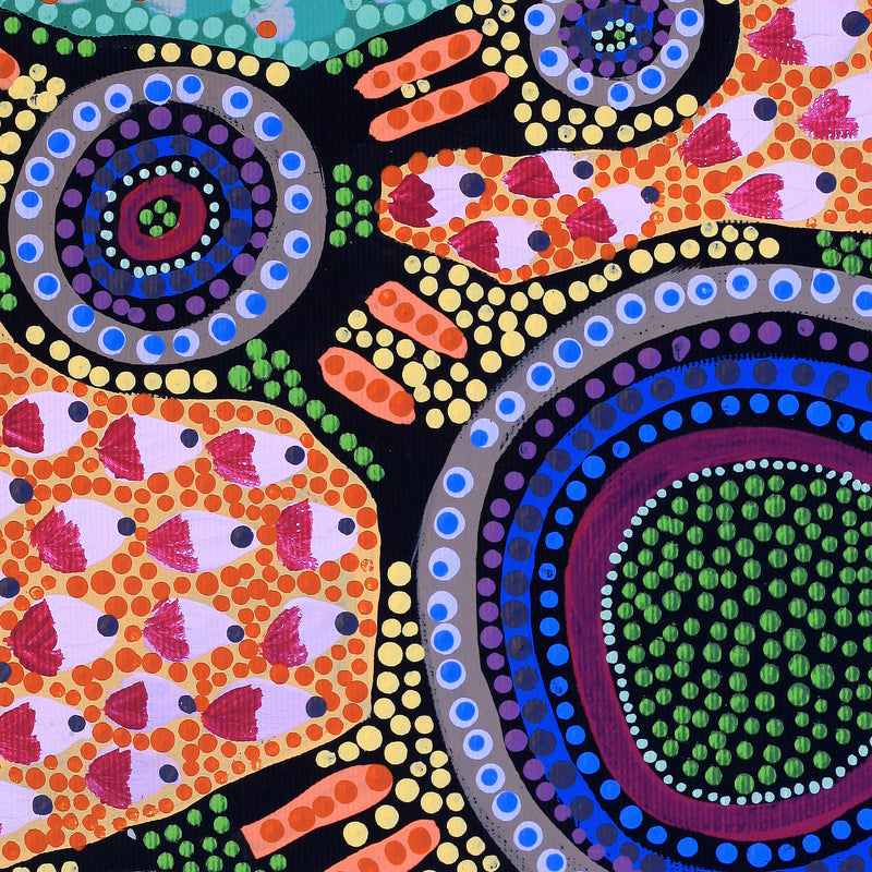 Aboriginal Artwork by Jennifer Napaljarri Lewis, Lukarrara Jukurrpa, 30x30cm