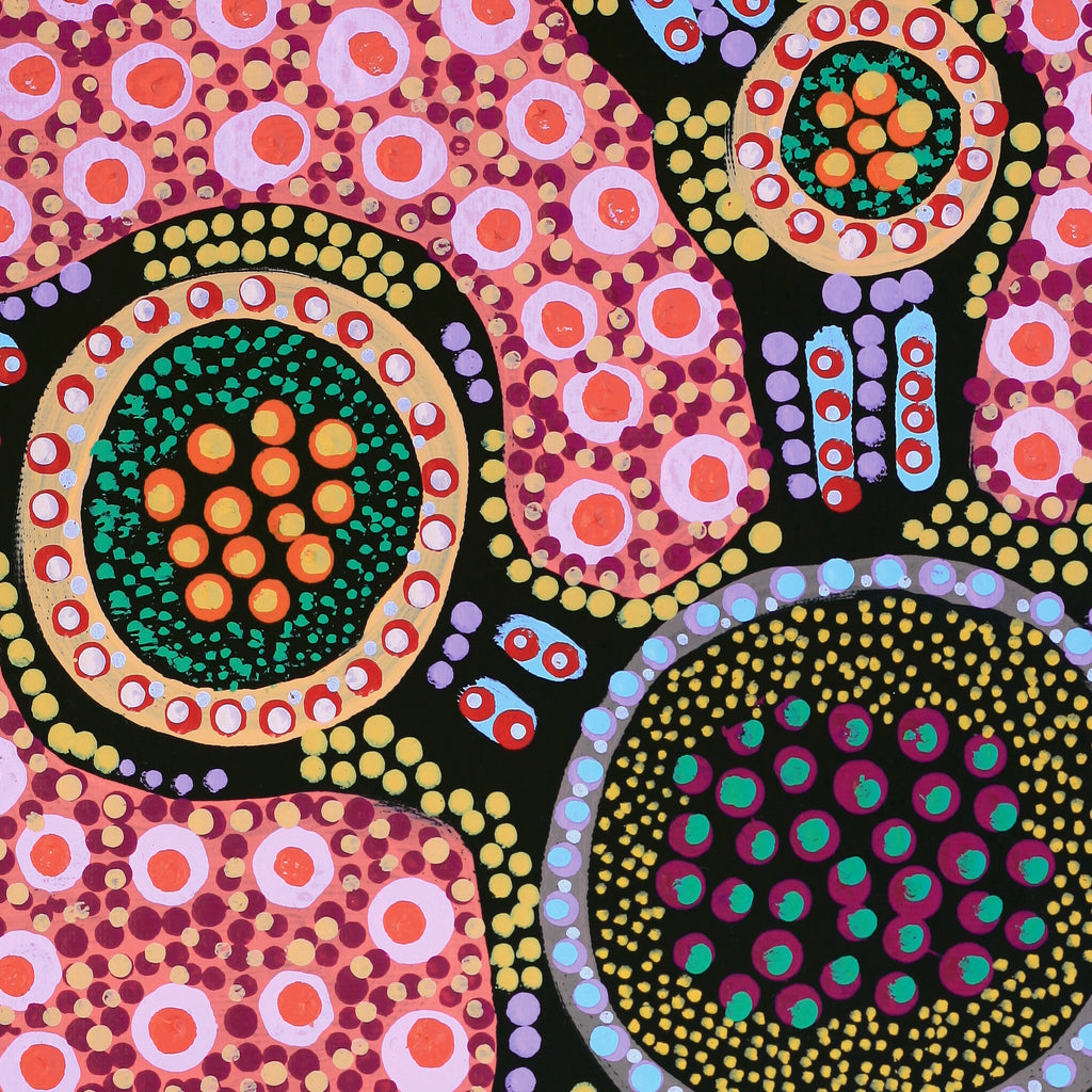Aboriginal Artwork by Jennifer Napaljarri Lewis, Lukarrara Jukurrpa, 30x30cm