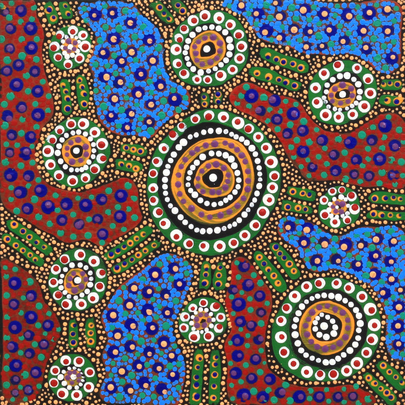 Aboriginal Artwork by Jennifer Napaljarri Lewis, Lukarrara Jukurrpa, 30x30cm